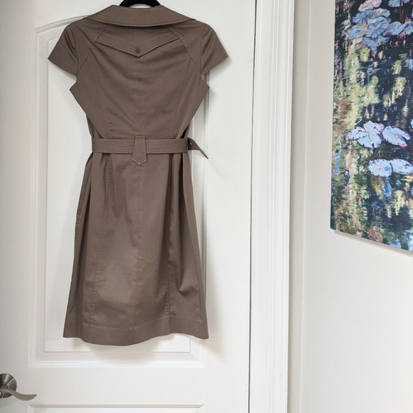 CREMIEUX Khaki Tan Brown Short Sleeve Belted Dress - Picture 2 of 11